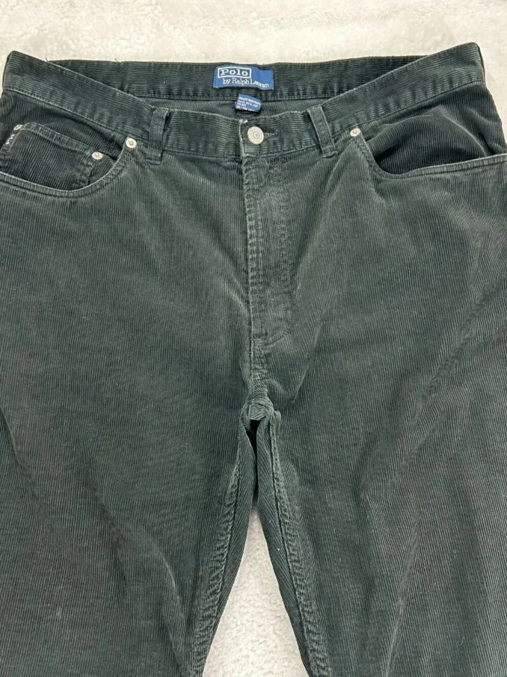 Vintage Polo By Ralph Lauren Corduroy Pants Mens 38x32 Green Straight Leg Preppy